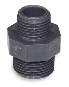 Hexagon nipple/reduction nipple 3/4" x 1/2" PVC